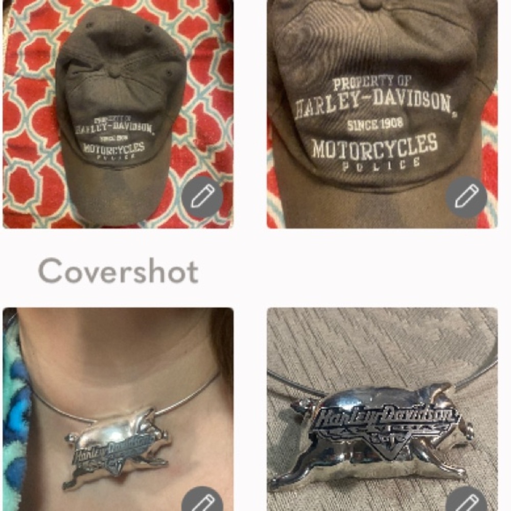 RARE Retro Harley Davidson🦅Cap+ALL 925 Sterling Silver cuff necklace+Pendant
